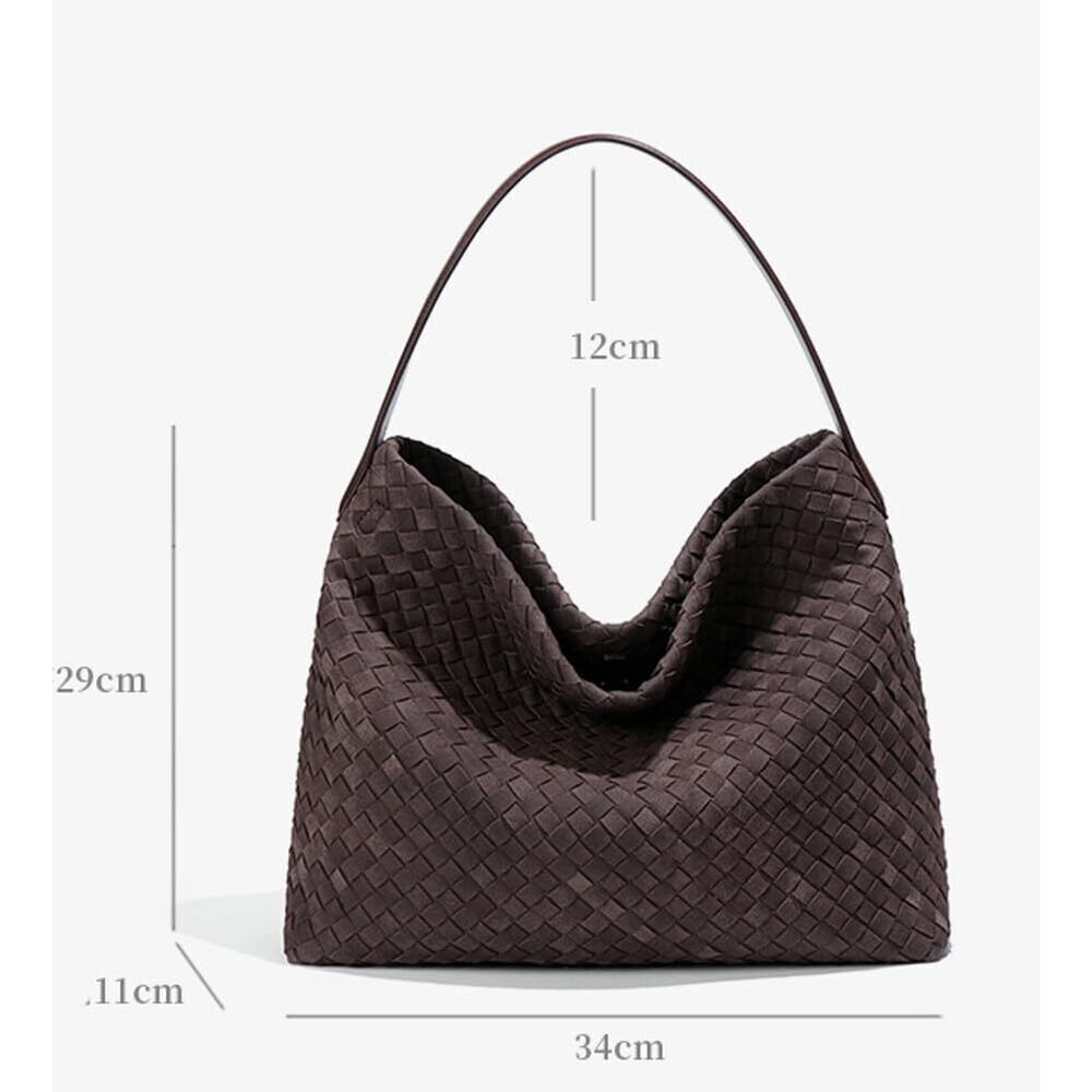 4250 Woven Bags Slouchy Woven Suede Tote Bag Trendy Suede Hobo Purse - Picture 7 of 7